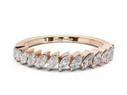 Marquise Lab-Grown Diamond Slanted Half Eternity Wedding Band | Tip Cups | Rose Gold