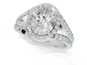 Oval Halo Pavé Engagement Ring Setting | Narrow Split Shank | Platinum