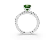 Fancy Green Princess Cut Diamond Solitaire Twist Band Ring Set in White gold with Pavé Setting and Prong Head