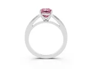 Fancy Pink Radiant Cut Diamond Solitaire Ring Set in White gold with Prong Setting and Classic Band