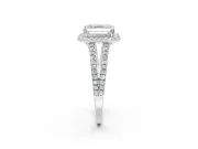 Asscher Cut Halo Split Shank Engagement Ring Setting | Pavé Shoulders | Platinum