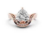 Heart-Shaped Bypass Solitaire Engagement Ring Setting | Pavé Ribbon | Rose Gold