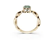 Cushion Cut Twisted Pavé Solitaire Engagement Ring Setting for a Fancy Green Lab-Grown Diamond | Yellow Gold