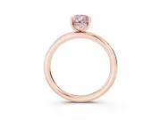 Fancy Pink Pear Cut Diamond Solitaire Ring Set in Rose gold with Thin Band and Prong Setting