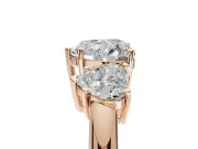 Heart-Shaped Three Stone Engagement Ring Setting | Plain Band | Rose Gold