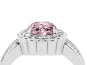 Oval Scalloped Halo Engagement Ring Setting for a Fancy Pink Lab-Grown Diamond | Double Row Band | Platinum