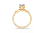 Radiant Cut Diamond Solitaire Engagement Ring Set in Yellow gold with Slim Tapered Solitaire Band
