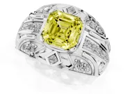 Asscher Cut Art Deco Engagement Ring Setting for a Fancy Yellow Lab-Grown Diamond | Platinum