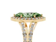 Marquise Split Shank Halo Engagement Ring Setting for a Fancy Green Lab-Grown Diamond | Yellow Gold