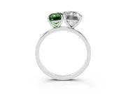 Fancy Green Emerald Cut and Emerald Cut Toi Moi Ring Set in White gold with Prong Setting
