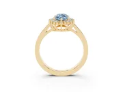Marquise Scalloped Halo Engagement Ring Setting for a Fancy Blue Lab-Grown Diamond | Yellow Gold