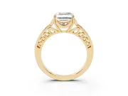 Asscher Cut Floral Pavé Engagement Ring Setting | Petal Accents | Yellow Gold