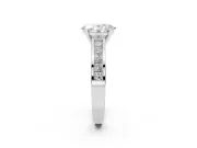 Oval Channel Set Engagement Ring Setting | Princess Cut Accents | Sterling Silver