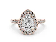 Pear-Shaped Raised Halo Engagement Ring Setting | Pave Band | Rose Gold