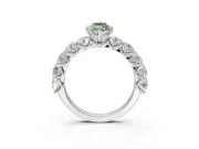 Marquise Side Stone Engagement Ring Setting for a Fancy Green Lab-Grown Diamond | Scalloped Prong Accents | White Gold