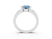 Fancy Blue Oval Cut Diamond Channel-Set Band Ring Set in White gold with Bezel Prong Setting