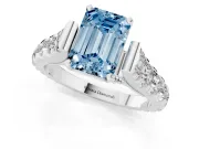 Emerald Cut Engagement Ring Setting for a Fancy Blue Lab-Grown Diamond | Sterling Silver - Design NV-24564