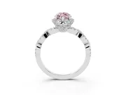 Marquise Halo Engagement Ring Setting for a Fancy Pink Lab-Grown Diamond | Sterling Silver - Design NV-24725