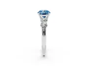 Round Five Stone Engagement Ring Setting for a Fancy Blue Lab-Grown Diamond | Prong Set Side Stones | Sterling Silver