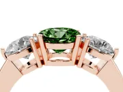 Round Three Stone Engagement Ring Setting for a Fancy Green Lab-Grown Diamond | Large Round Side Stones | Rose Gold