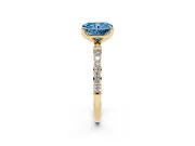 Radiant Cut Pave Solitaire Engagement Ring Setting for a Fancy Blue Lab-Grown Diamond | Slim Band | Yellow Gold