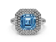 Asscher Cut Halo Engagement Ring Setting for a Fancy Blue Lab-Grown Diamond | Sterling Silver - Design NV-24799