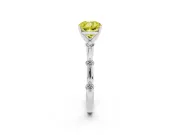 Fancy Yellow Cushion Cut Diamond Solitaire Ring Set in Silver with Bezel Set Side Stones and Prong Setting