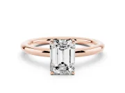 Emerald Cut Low Set Solitaire Engagement Ring Setting | Plain Band | Rose Gold