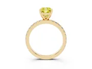 Cushion Cut Pavé Engagement Ring Setting for a Fancy Yellow Lab-Grown Diamond | Yellow Gold