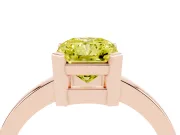 Fancy Yellow Radiant Cut Diamond Solitaire Ring Set in Rose gold with Prong Head and Smooth Polished Band