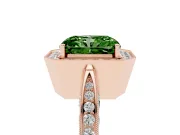 Radiant Cut Milgrain Halo Engagement Ring Setting for a Fancy Green Lab-Grown Diamond | Side Stones | Rose Gold