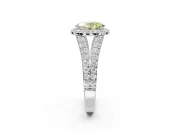 Oval Halo Pavé Engagement Ring Setting for a Fancy Yellow Lab-Grown Diamond | Narrow Split Shank | Sterling Silver