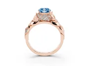 Cushion Cut Leaf Bypass Engagement Ring Setting for a Fancy Blue Lab-Grown Diamond | Rose Gold
