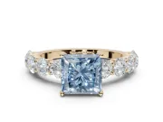 Princess Cut Engagement Ring Setting for a Fancy Blue Lab-Grown Diamond | Yellow Gold - Design NV-24455
