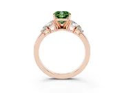 Cushion Cut Leaf Cluster Engagement Ring Setting for a Fancy Green Lab-Grown Diamond | Rose Gold