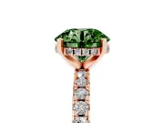 Round Hidden Halo Solitaire Engagement Ring Setting for a Fancy Green Lab-Grown Diamond | Pave Band | Rose Gold