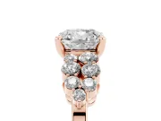 Cushion Cut Diamond Cluster Engagement Ring Set in Rose gold with Pavé Band and Prong Setting
