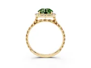 Round Rope Halo Engagement Ring Setting for a Fancy Green Lab-Grown Diamond | Yellow Gold