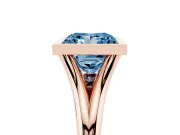 Fancy Blue Bezel Set Princess Cut Diamond Solitaire Ring Set in Rose gold with Tapered Band