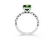 Asscher Cut Pavé Solitaire Engagement Ring Setting for a Fancy Green Lab-Grown Diamond | Platinum