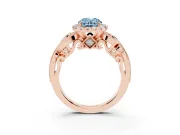 Oval Vintage Halo Engagement Ring Setting for a Fancy Blue Lab-Grown Diamond | Bezel Shoulder Accents | Rose Gold
