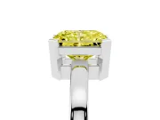 Fancy Yellow Radiant Cut Diamond Solitaire Ring Set in Platinum with Prong Head and Smooth Polished Band