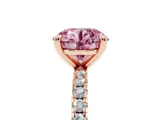 Round Petite Pavé Solitaire Engagement Ring Setting for a Fancy Pink Lab-Grown Diamond | Slim Band | Rose Gold