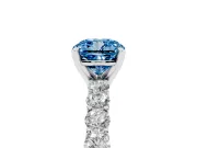Cushion Cut Shared Prong Engagement Ring Setting for a Fancy Blue Lab-Grown Diamond | Platinum