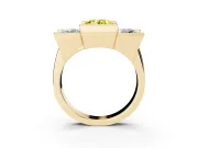 Fancy Yellow Round Cut Diamond Three-Stone Channel Set Ring Set in Yellow gold with Smooth Polished Band
