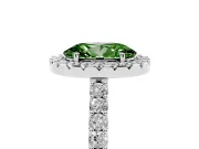 Oval Halo Engagement Ring Setting for a Fancy Green Lab-Grown Diamond | Single Row Pavé Band | Sterling Silver