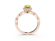 Radiant Cut Milgrain Halo Engagement Ring Setting for a Fancy Yellow Lab-Grown Diamond | Graduated Shoulders | Rose Gold