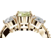 Cushion Cut Three Stone Engagement Ring Setting for a Fancy Yellow Lab-Grown Diamond | Tapered Pave Band | Yellow Gold