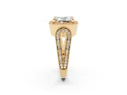 Radiant Cut Vintage Milgrain Halo Engagement Ring Setting | Open Loop Pave Shoulders | Yellow Gold
