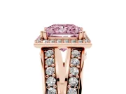 Princess Cut Halo Engagement Ring Setting for a Fancy Pink Lab-Grown Diamond | Two-Row Pave Split Shank | Rose Gold